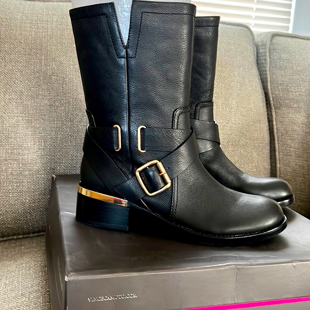 Never worn black leather ankle boot by Vince Camuto